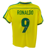 Ronaldo Nazario Signed Brazil FC Home Soccer Jersey #9 with Beckett Witness