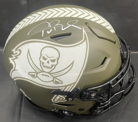 Tom Brady Buccaneers Signed Salute To Service Speed Flex FS Helmet Auto Fanatics