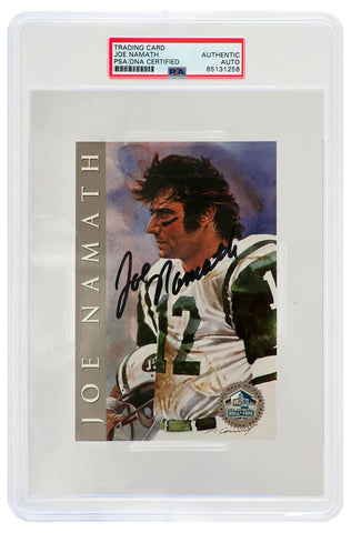 Joe Namath Signed Hall of Fame Signature Series 4x6 Card - (PSA Encapsulated)