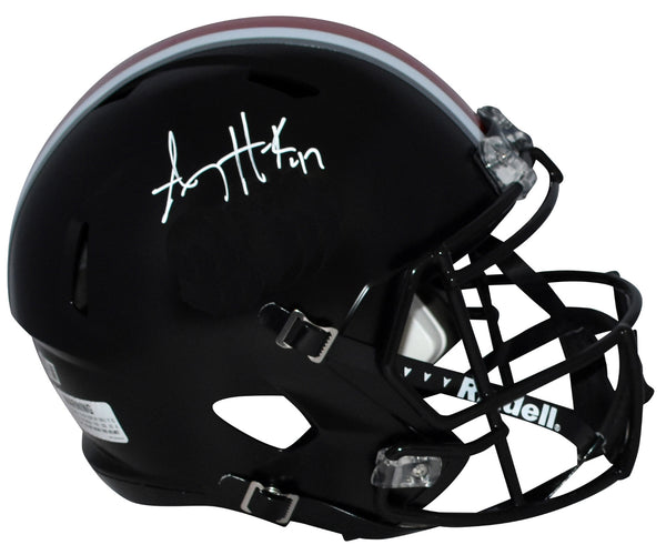 AJ HAWK AUTOGRAPHED OHIO STATE BUCKEYES BLACK FULL SIZE SPEED HELMET BECKETT
