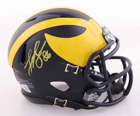 Luke Schoonmaker Signed Michigan Wolverines Mini Helmet (Beckett) Cowboys T.E.