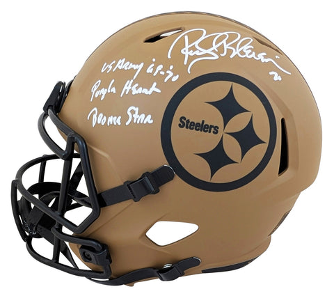Steelers Rocky Bleier "3x Insc" Signed STS II F/S Speed Rep Helmet BAS Witness 2