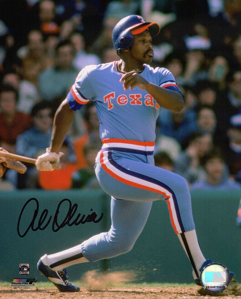 Al Oliver Signed Texas Rangers Batting 8x10 Photo - (SCHWARTZ SPORTS COA)
