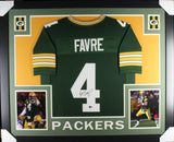 Brett Favre Autographed/Signed Pro Style Green XL Framed Jersey Beckett 51215
