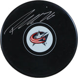 Patrik Laine Autographed/Signed Columbus Blue Jackets Logo Puck Fanatics 53830