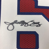 Framed Signed Julius Erving Dr. J 35x39 Philadelphia Red Jersey BAS COA