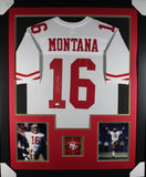 JOE MONTANA (49ers white TOWER) Signed Autographed Framed Jersey JSA