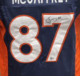 Ed McCaffrey Autographed/Signed Pro Style Jersey Navy Beckett 40250