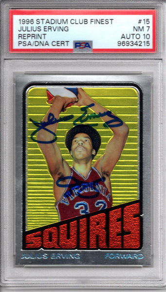 Julius Dr. J Erving Signed Squires ABA 1996 Stadium Club Finest PSA 96934215