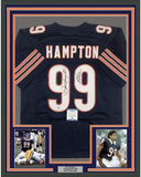 Framed Signed Dan Hampton HOF 2002 35x39 Chicago Blue Jersey JSA COA