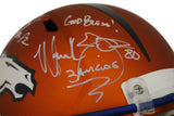 Three Amigos Autographed/Signed Denver Broncos F/S Blaze Helmet JSA 34408
