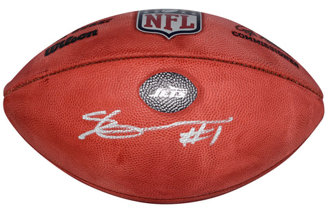 AHMAD SAUCE GARDNER SIGNED NEW YORK JETS WILSON NFL DUKE GAME FOOTBALL BECKETT