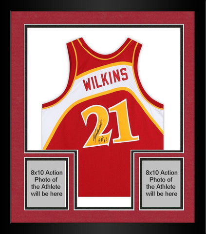 Frmd Dominique Wilkins Hawks Signed Red M&N 1986 Authentic Jersey & HOF 15 Insc