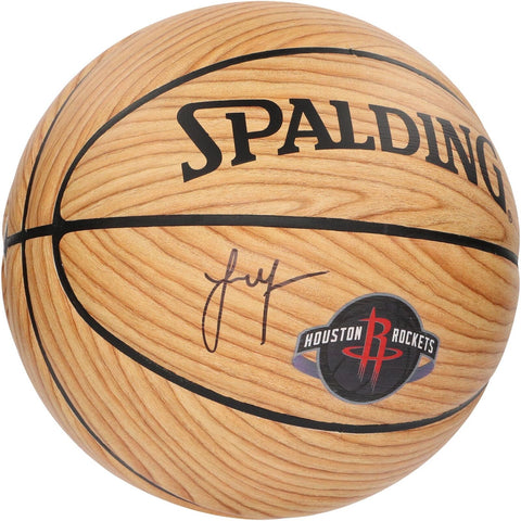 Jalen Green Houston Rockets Signed Spalding Logo Woodgrain Basketball