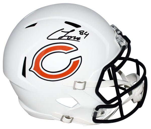 COLSTON LOVELAND SIGNED CHICAGO BEARS FLAT WHITE FULL SIZE SPEED HELMET BECKETT