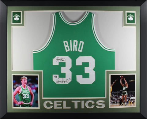 Larry Bird Signed Boston Celtics Framed Jersey LARRY LEGEND Fanatics COA /133