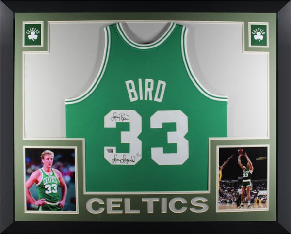 Larry Bird Signed Boston Celtics Framed Jersey LARRY LEGEND Fanatics COA /133