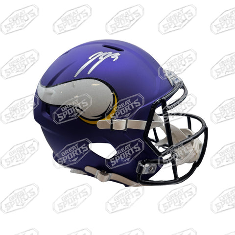 JJ McCARTHY SIGNED MINNESOTA VIKINGS F/S SPEED REPLICA HELMET BECKETT