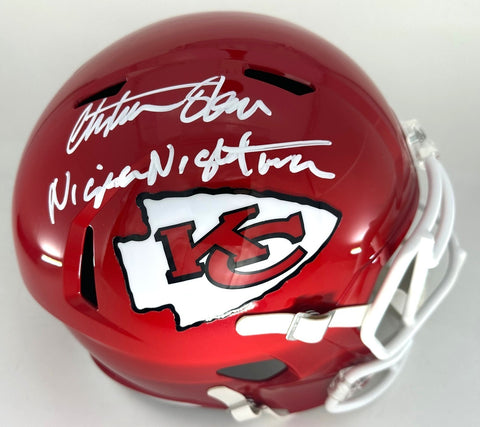 Chiefs CHRISTIAN OKOYE Signed Full Size Replica Speed Helmet AUTO Script JSA