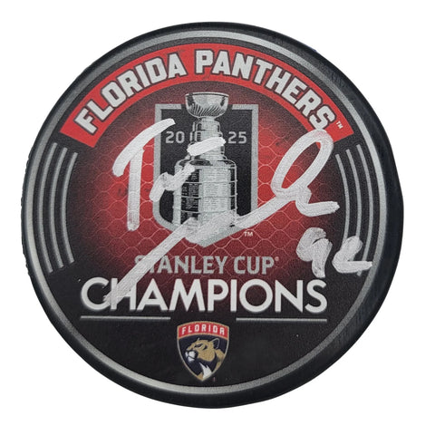 Tomas Nosek Signed Florida Panthers 2025 Stanley Cup Champions Puck JSA Witness