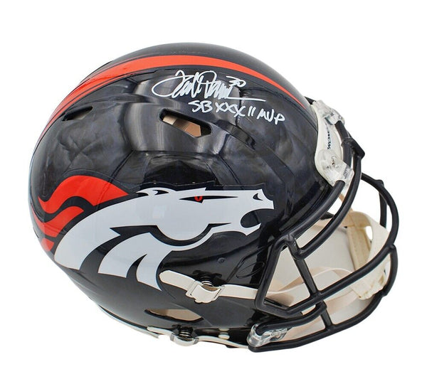flaming football helmet Terrell Davis Signed Denver Broncos Speed Auth Custom Blue Flame Helme – Super Sports Center