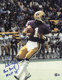 Warren Moon Autographed 11x14 Photo Washington Rose Bowl MVP 78 Beckett SB30724