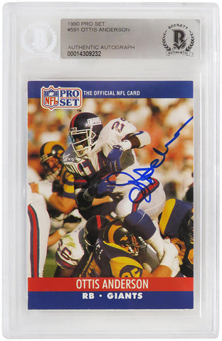 Ottis Anderson Autographed Giants 1990 Pro Set Football Card #591 (Beckett)