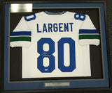 SEAHAWKS STEVE LARGENT AUTOGRAPHED FRAMED WHITE JERSEY "HOF 95" PSA/DNA 94215