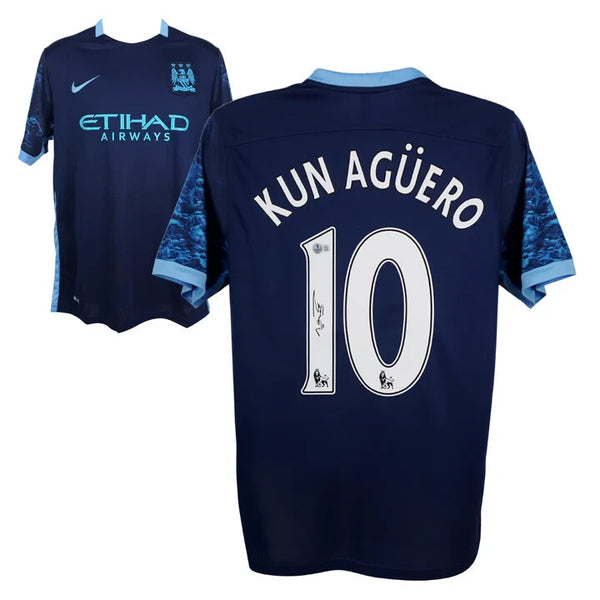 Sergio Aguero Signed Manchester City Soccer Jersey #10 with Beckett COA