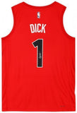 Framed Gradey Dick Toronto Raptors Signed Red Nike Icon Edition Swingman Jersey
