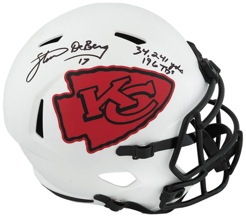 Steve DeBerg Signed Chiefs Lunar Riddell F/S Rep Helmet w/YDS, TDs - (SS COA)