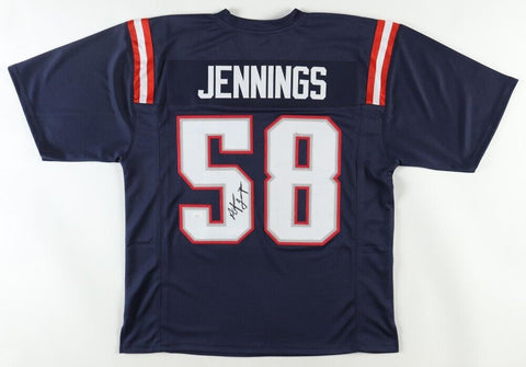 Anfernee Jennings Signed New England Patriots Blue Jersey (JSA COA) Linebacker