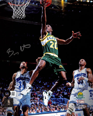 Gary Payton Autographed/Signed Seattle Super Sonics 8x10 Photo BAS 42876