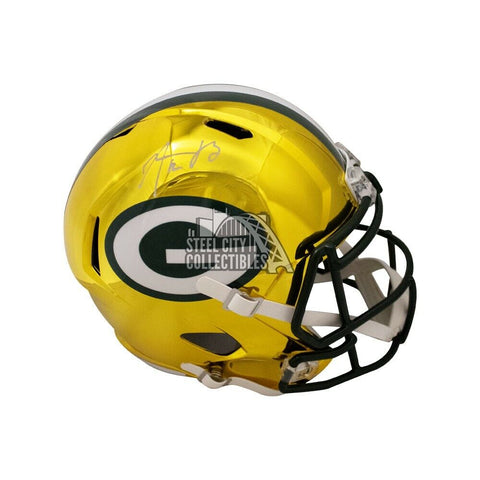 Aaron Rodgers Autographed Packers Chrome Replica Full-Size Helmet - Fanatics