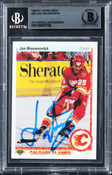 Flames Joe Nieuwendyk Authentic Signed 1990 Upper Deck #26 Card BAS Slabbed