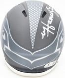Matt Hasselbeck Signed Seattle Seahawks Slate Gray Speed Mini Helmet Beckett Wit