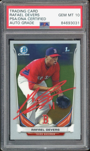 2014 Bowman Chrome #CTP37 Rafael Devers RC Red Ink PSA/DNA Auto GEM MINT 10