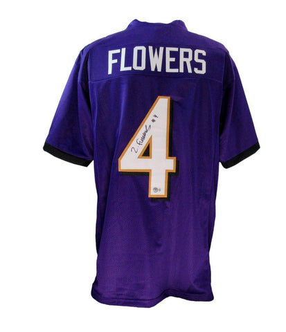 Zay Flowers Autographed Purple Custom Football Jersey Ravens Beckett 180944