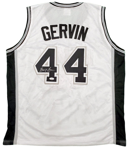 SAN ANTONIO SPURS GEORGE GERVIN AUTOGRAPHED WHITE JERSEY JSA STOCK #197001