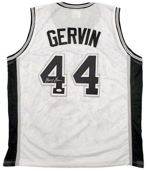 SAN ANTONIO SPURS GEORGE GERVIN AUTOGRAPHED WHITE JERSEY JSA STOCK #197001