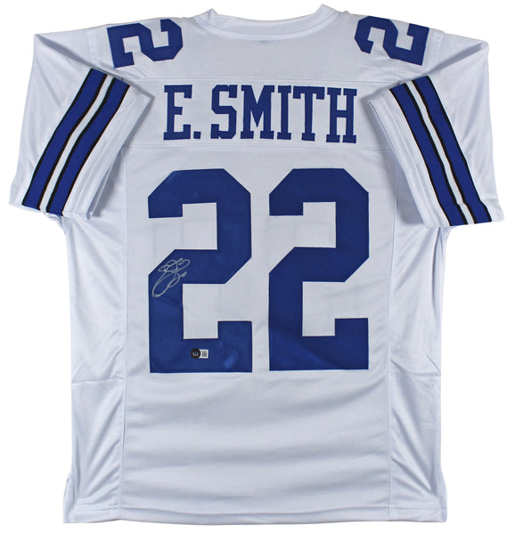 Cowboys Emmitt Smith Authentic Signed White Pro Style Jersey BAS Witnessed