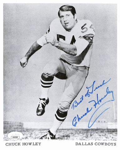 Chuck Howley HOF Signed/Inscribed 8x10 B/W Photo Dallas Cowboys JSA 190313