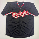 Autographed/Signed James Wood Washington Black Baseball Jersey Beckett BAS COA
