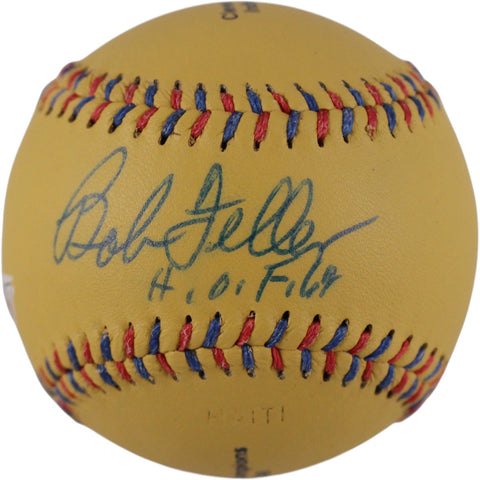 Bob Feller Autographed Cleveland Indians Baseball 1948 Champs HOF Beckett 51596
