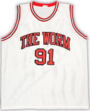 CHICAGO BULLS DENNIS RODMAN AUTOGRAPHED SIGNED WHITE JERSEY JSA STOCK #215737