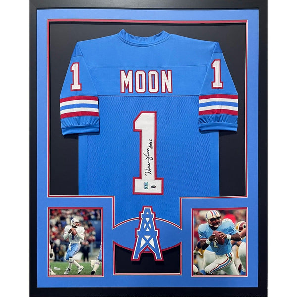 Warren Moon Autographed Signed Framed MOON Houston Oilers Jersey