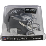 AJ Brown Autographed Philadelphia Eagles Slate Mini Helmet Beckett Witness 48831