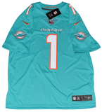 TUA TAGOVAILOA SIGNED MIAMI DOLPHINS #1 TEAL NIKE LIMITED JERSEY FANATICS