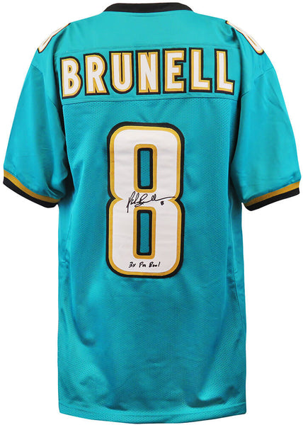 Mark Brunell Signed Teal Custom Football Jersey w/3x Pro Bowl - (SCHWARTZ COA)