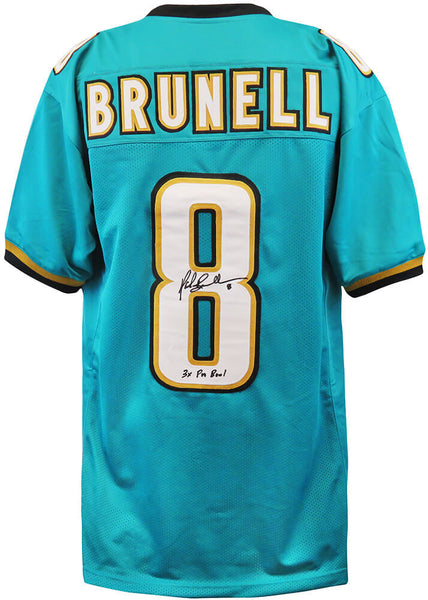 Mark Brunell Signed Teal Custom Football Jersey w/3x Pro Bowl - (SCHWARTZ COA)